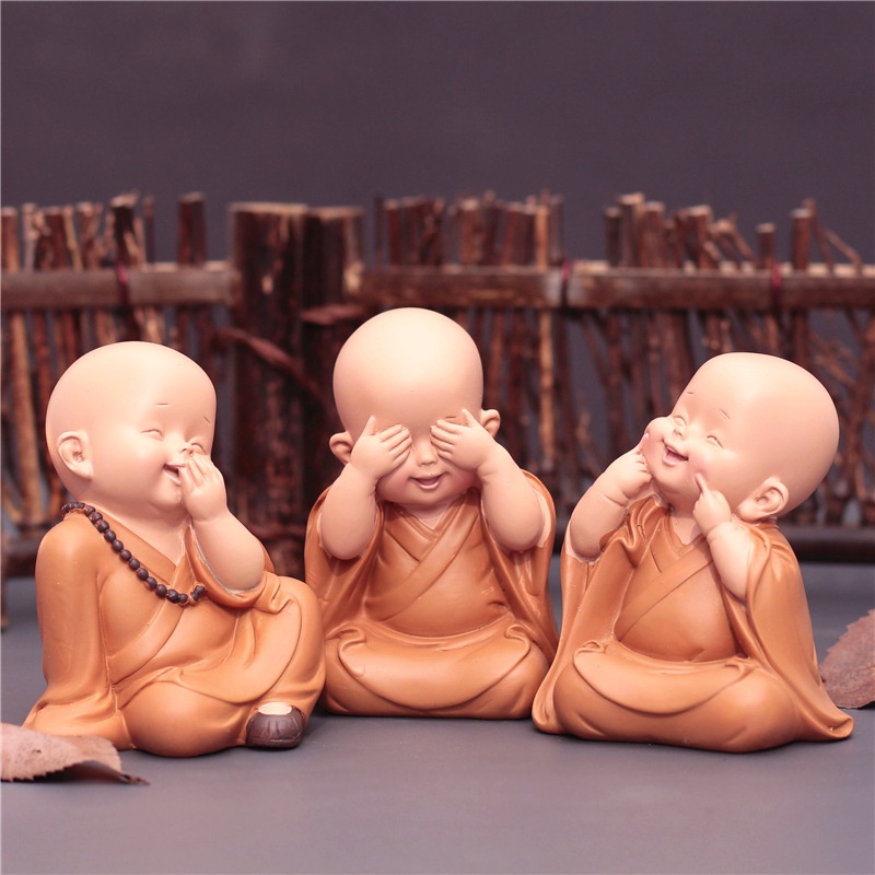 Tượng chú tiểu an nhiên, dễ thương để trang trí tiểu cảnh, làm quà tặng, trang trí bàn làm việc, taplo ô tô Mee Store