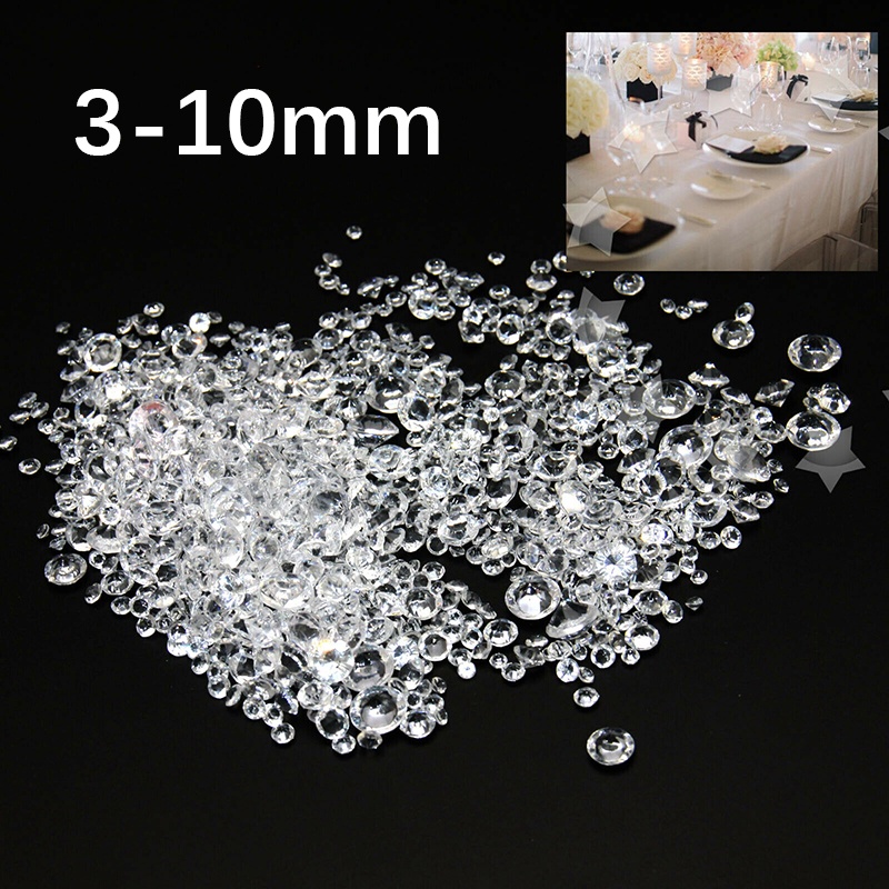 Bộ 1000 Viên Đá Pha Lê acrylic Trong Suốt 3-10mm Dùng Trang Trí