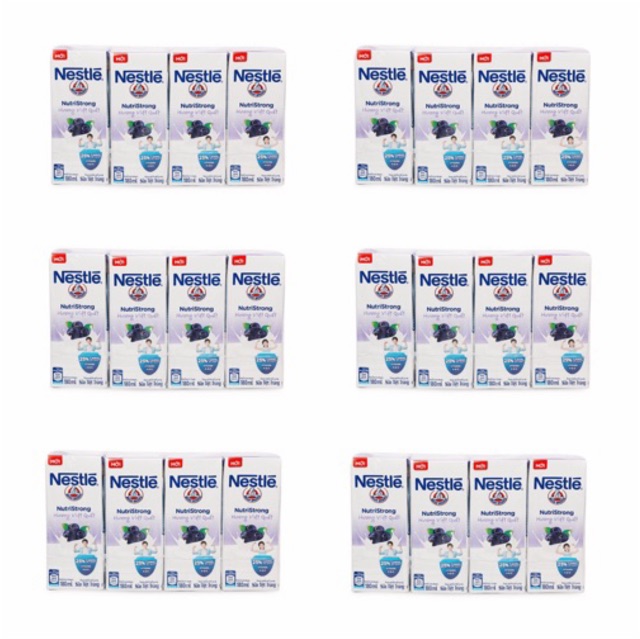Bộ 6 lốc Sữa Tươi Nestle 180ml Có Đường ,Ít Đường ,Việt Quất