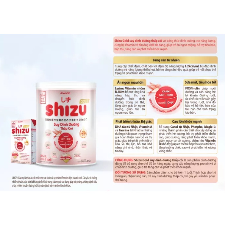 Sữa bột Aiwado Shizu Gold Suy Dinh Dưỡng Thấp Còi 1+