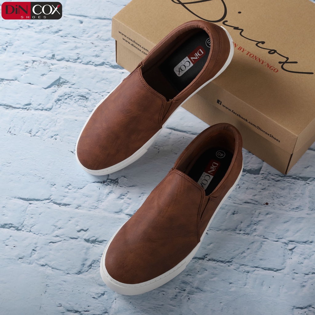 Giày Lười Sneaker Da Nam DINCOX C38 Đơn Giản, Lịch Lãm Brown