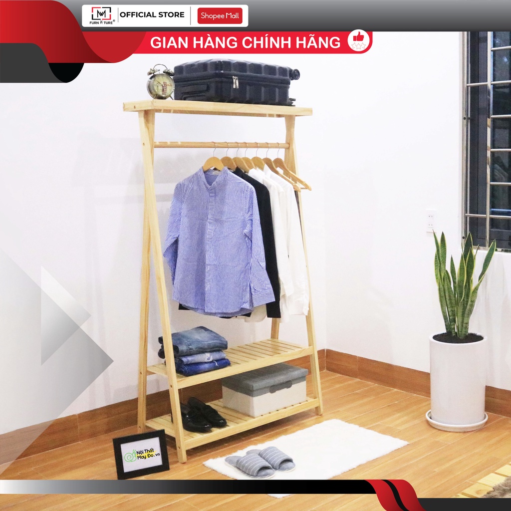 Giá treo quần áo 3 tầng gỗ lắp ráp đa năng A hanger mushroom thương hiệu MW FURNITURE - Nội thất căn hộ