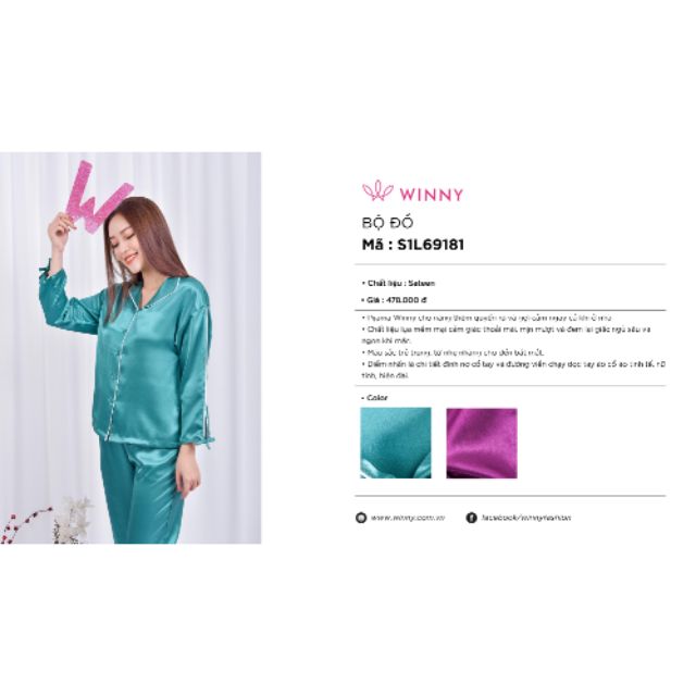 Bộ mặc nhà Winny Pijama lụa 69181 Giá 478.000đ