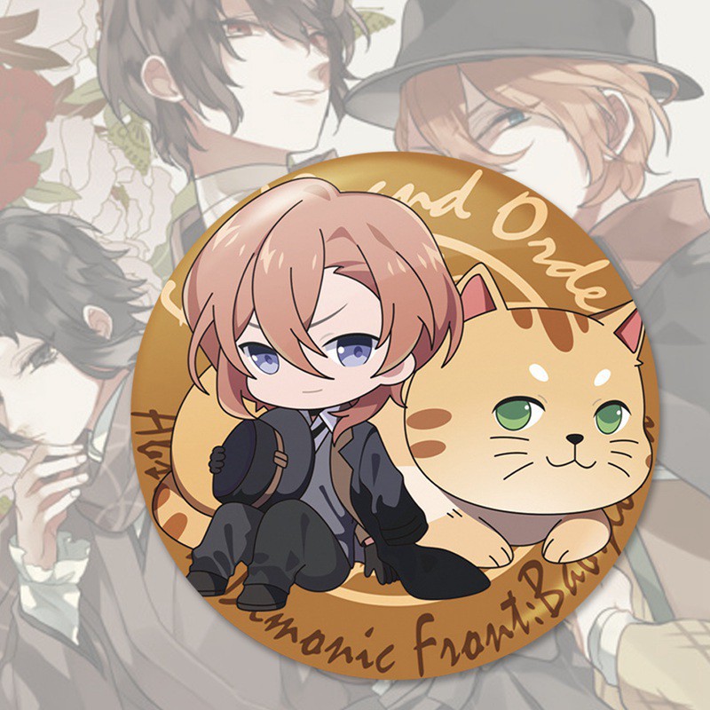 Huy hiệu cài áo in hình Bungou stray dogs Văn hào lưu lạc anime chibi xinh xắn dễ thương m02