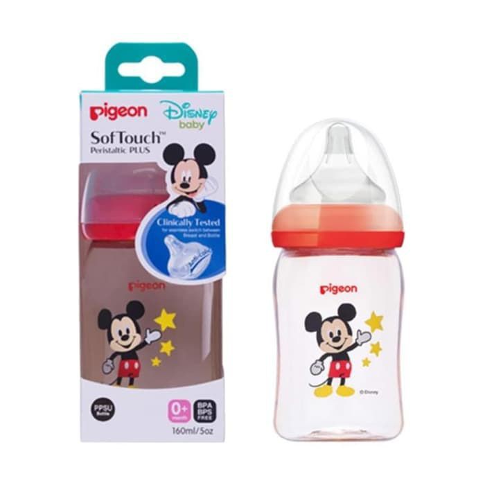 [MUA 03 TẶNG 01] Combo 02 Bình sữa Pigeon PPSU Disney 160ml + 01 Vỹ núm PPlus (L) cổ rộng TẶNG 01 xe tập đi cho bé