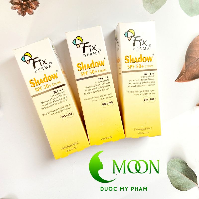 Kem chống nắng Fixderma Shadow SPF 50+ Cream PA+++ dạng kem mỏng nhẹ không gây bí da ngăn ngừa da thâm sạm 75g