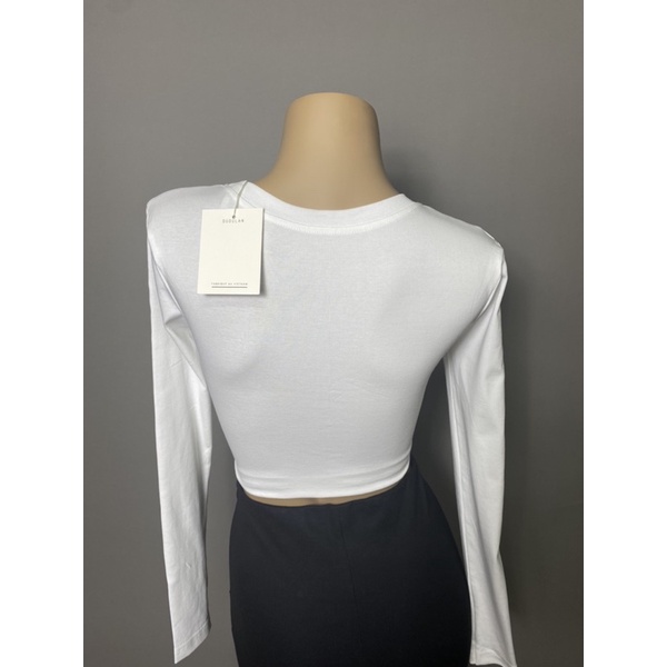 [Mã SKAMFSW175 giảm 10K đơn 50K] Áo croptop tay dài cổ tròn DUDULAN- Áo thun kiểu nữ cotton - A10