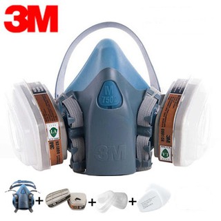 Trọn bộ mặt nạ 3M 7502+phin lọc (6001 hoặc 6003 hoặc 6006)+bông lọc 5N11+nắp giữ 501