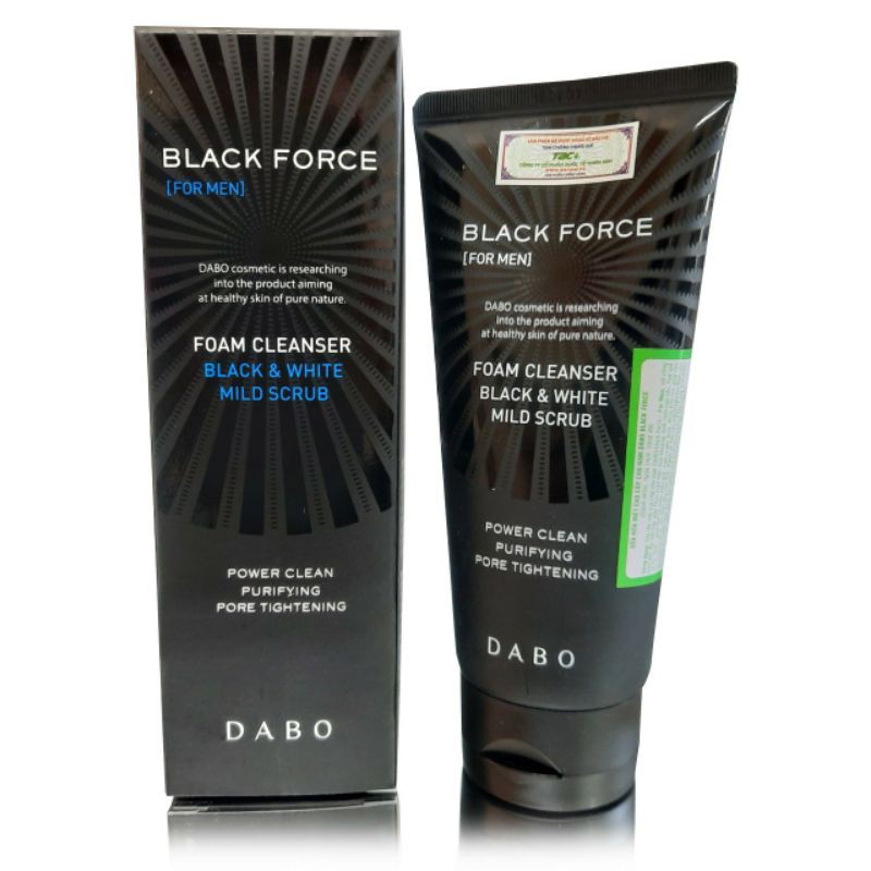 Sữa rửa mặt nam DABO Black Force For Men than hoạt tính Hàn Quốc 120ml