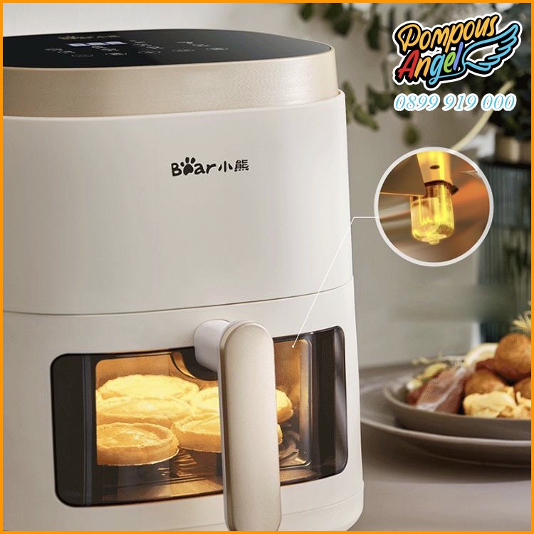 Nồi chiên không dầu mặt kính dung tích 5L BEAR QZG- F15E3 1500W màu trắng bảo hành 12 tháng