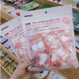 Mặt Nạ Giấy Nén Miniso Nhật Bản Bán Nguyên Gói 100 Viên Mask Mặt Nạ Giấy Miniso