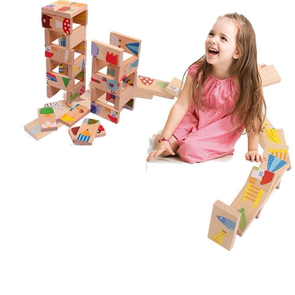 Bộ đồ chơi gỗ xếp hình Domino Phát triển trí thông minh