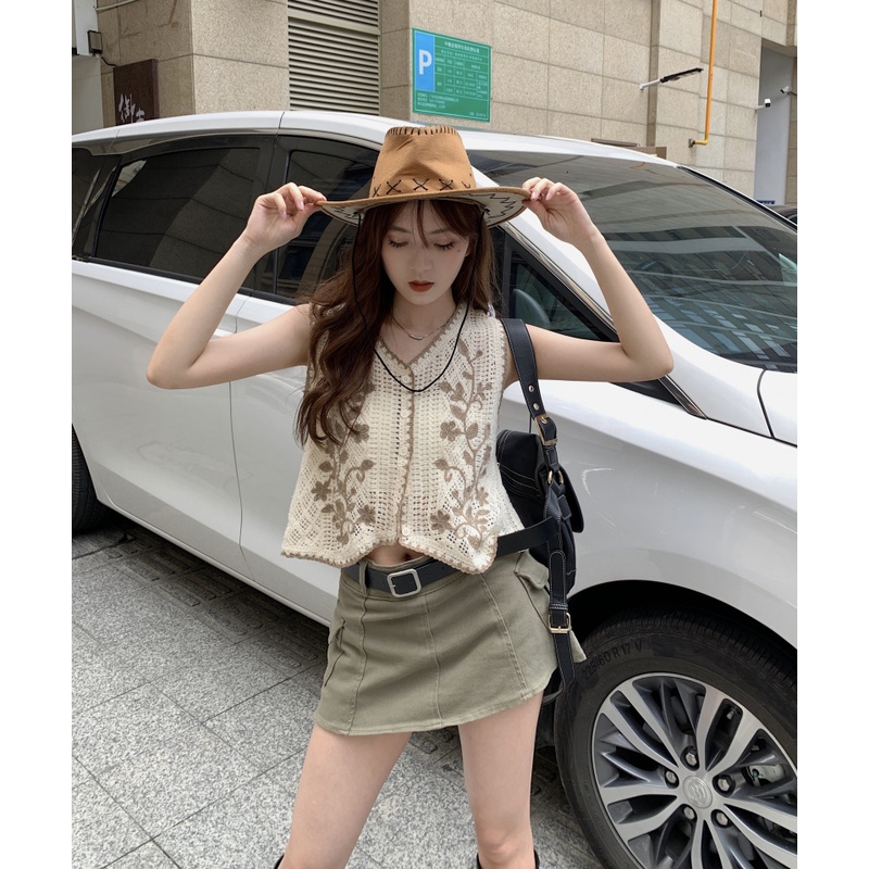 Cocory vn Chân Váy Ngắn Lưng Cao Phong Cách Đường Phố Thời Trang Mùa Hè Cho Nữ