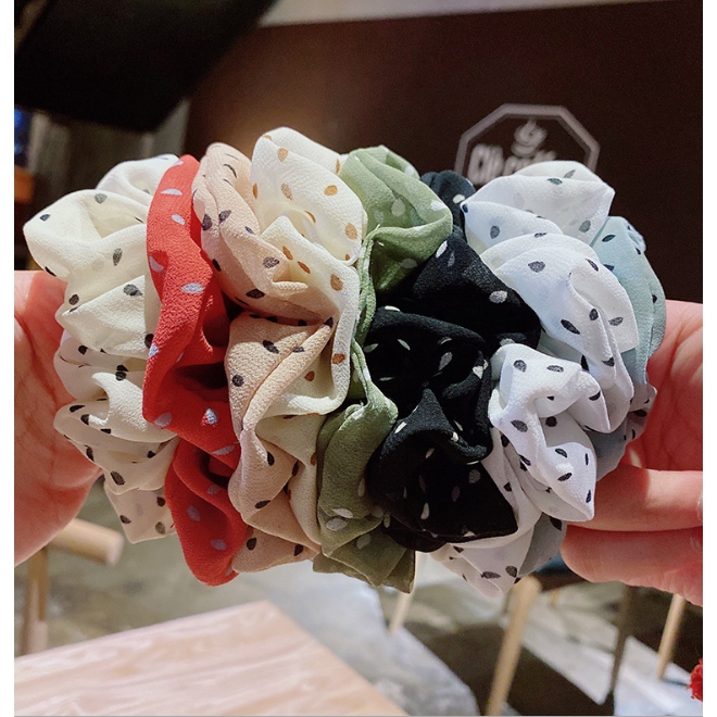 Dây buộc tóc Scrunchies Chiffon chấm bi HD47
