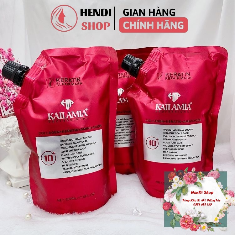 Kem ủ tóc, hấp tóc dưỡng phục hồi sâu tóc hư tổn Keratin Collagen Amino Acid Kailamia 500Ml - Mỹ phẩm tóc Hendi