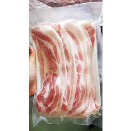 (HCM)Ba chỉ heo cắt lát thịt mềm ít mỡ, khay 500g