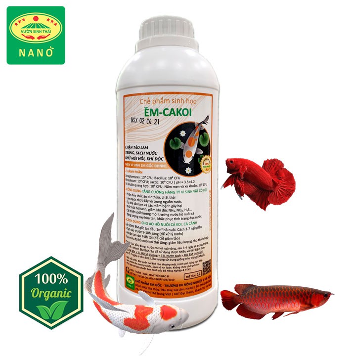 Chế phẩm vi sinh hồ Cá Koi, Cá Cảnh - Xử lý nước trong sạch - Giảm độ đục - Chặn Tảo lam - Khử mùi hôi - 100% Tự Nhiên