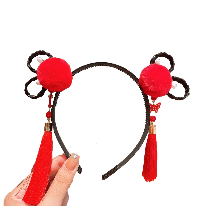 Băng Đô Cài Tóc Đính Bóng Lông Tua Rua Dài Phong Cách Trung Hoa Cổ Điển