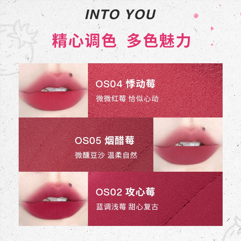 Into YOU Lotso Son Môi Dạng Bùn Pixar Dâu Tây/Gấu Màu Nhung Lì Hai Công Dụng Kép Màu Xám Hồng Dâu Tây Đỏ