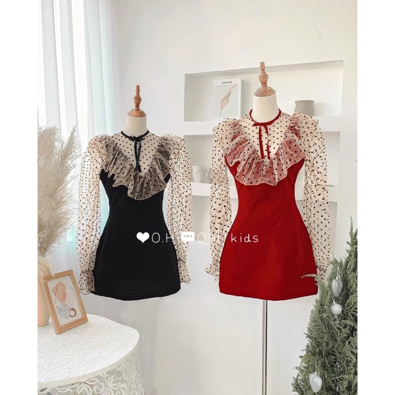 váy phối tay ren bé gái