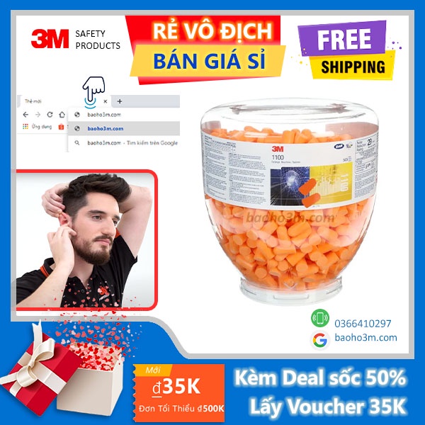 Nút tai chống ồn 3M 1100 - giảm tiếng ồn từ xe cô, công trường xây dựng giúp bạn nghỉ ngơi, học tập và ngủ ngon giấc