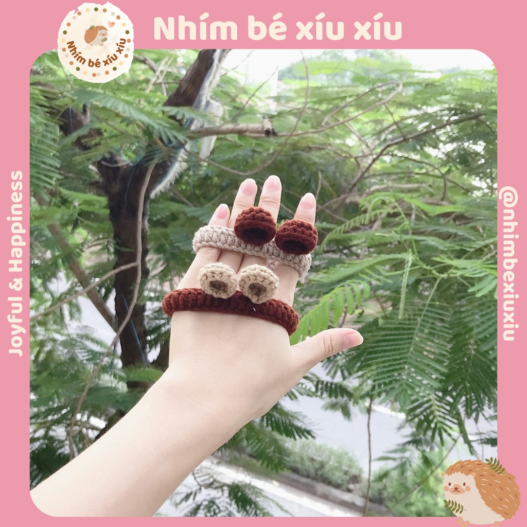 Vòng tay len móc hình thú - Vòng tay đôi - Vòng couple thỏ ếch gấu cà rốt xinh xắn  VT222