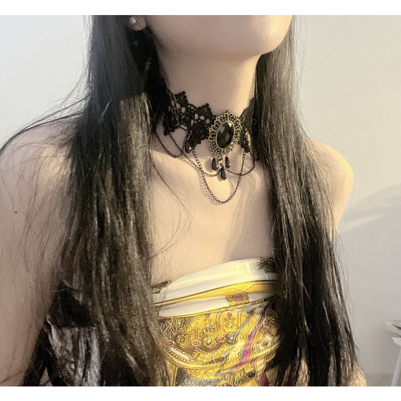 Vòng cổ ren đen Choker ren cổ điển