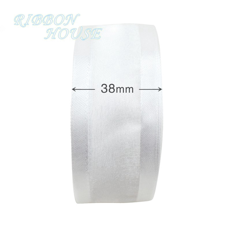 Cuộn Dây Ruy Băng Trắng Đường Kính 38mm Dài 10 Yards Dùng Gói Quà