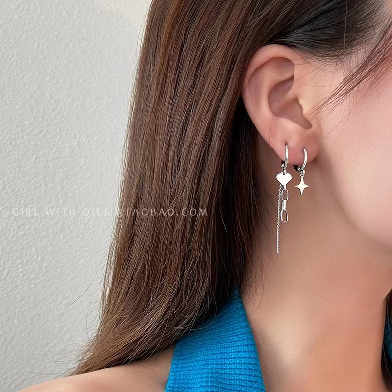 Khuyên Tai Bạc Hình Ổ Khóa Trái Tim Phong Cách Vintage Cho Nữ