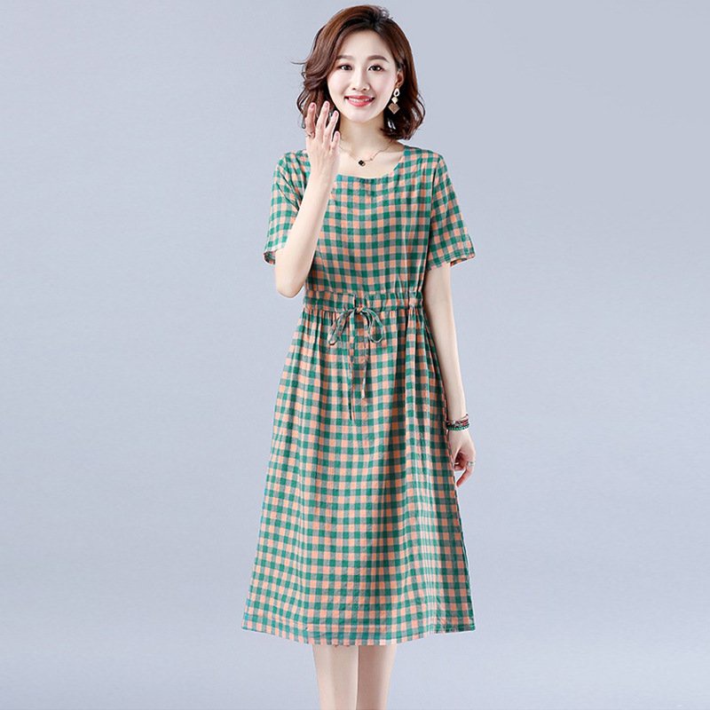 Đầm linen dáng suông kèm dây rút eo, đầm bigsize dáng dài qua gối da169