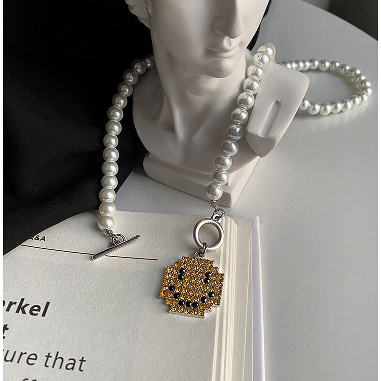 Vòng cổ Ngọc Trai Mặt Cười Đơn Giản Cho Cặp Đôi