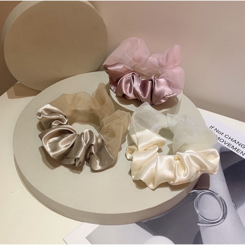 Scrunchies loang 2 màu lụa bóng