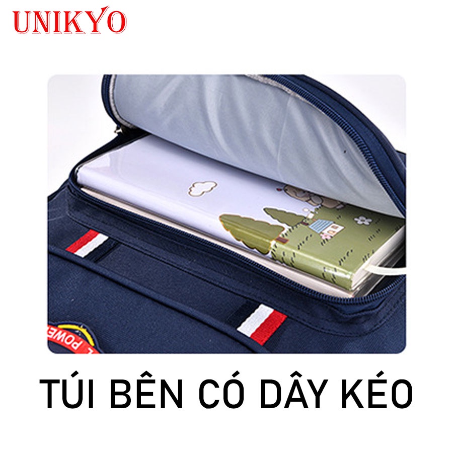 Balo cặp đi học sinh tiểu học nam nữ ba lô cho bé trai gái cấp 1 hàn Anh Quốc chống nước gù có phản quang Unikyo UN04