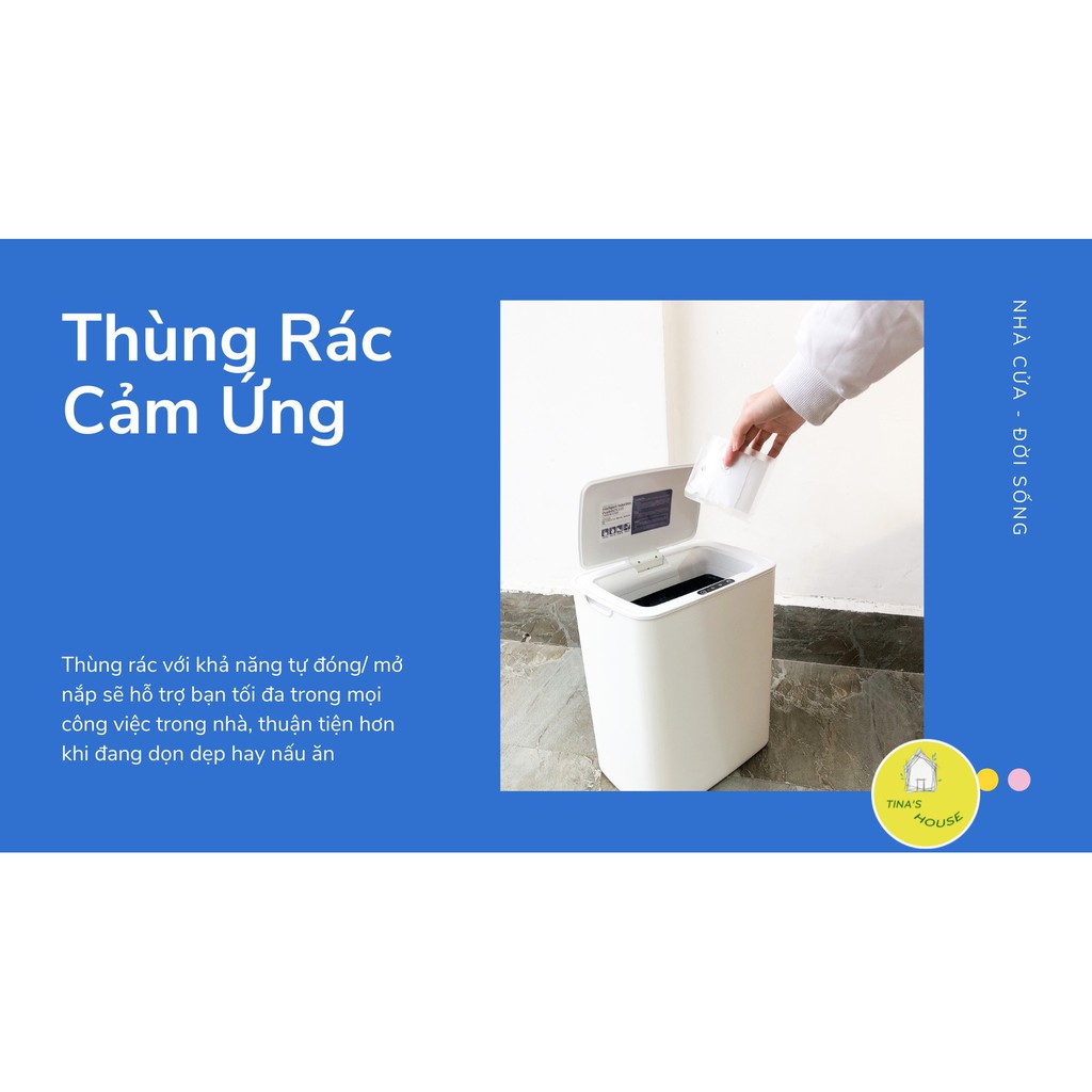 ✅Free Ship ✅ Thùng Rác Thông Minh Cảm Ứng Tự Động Sạc Pin  ➕  sticker cute