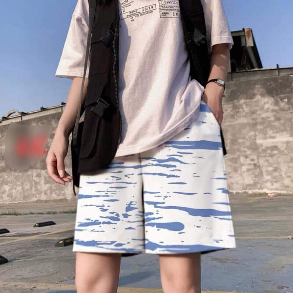 Quần short đùi unisex form dáng rộng nam nữ mặc được thêu logo 2 màu xám đen siêu hot Xưởng Sỉ Nguyễn Hoa