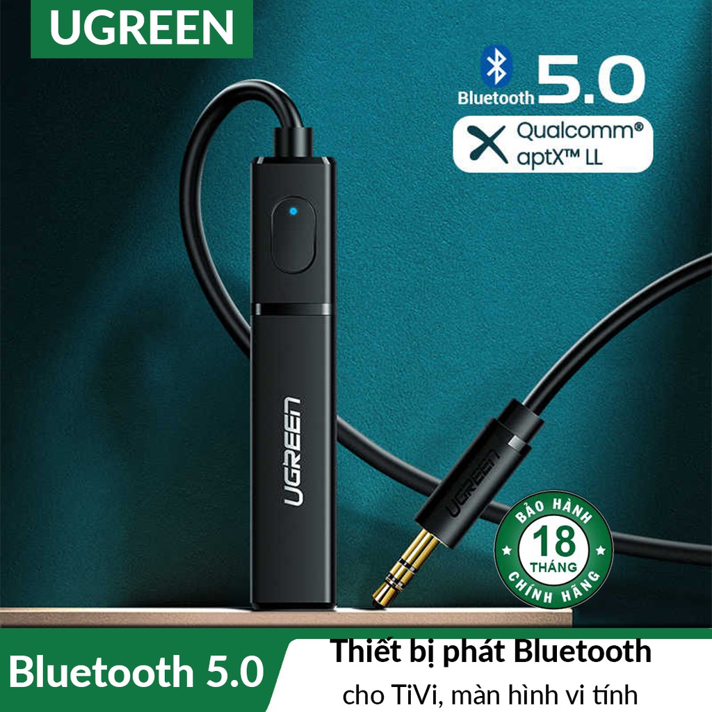 Bộ phát âm thanh bluetooth 5.0 cao cấp Ugreen 40761 | Cho TV, Dùng Cho TIVI, PC, Laptop, Tivi Box... có cổng 3,5mm