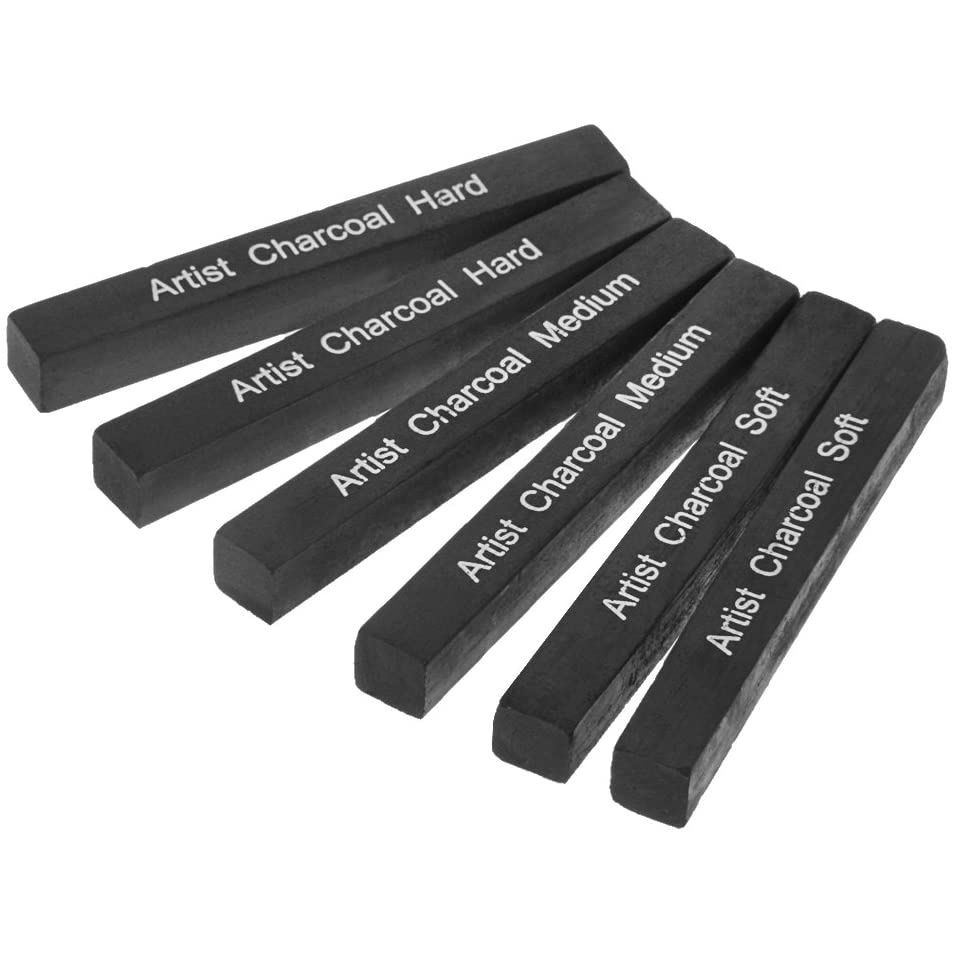 Than vuông, Than thỏi Compressed Charcoal Artist 6 thanh (Soft, medium, hard)
