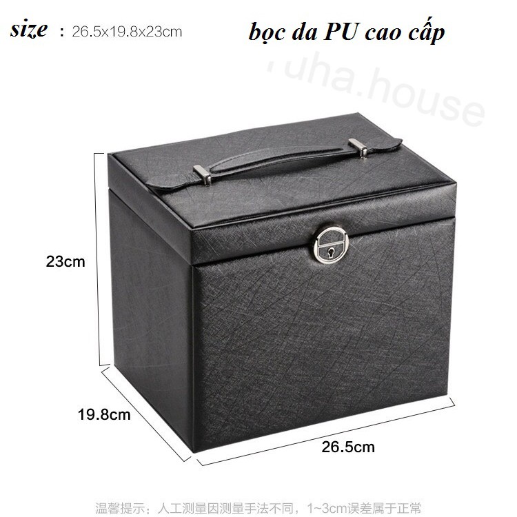 Hộp đựng trang sức bọc da 5 tầng 2 ngăn đựng dây chuyền T15 chứa hộp nữ trang mini