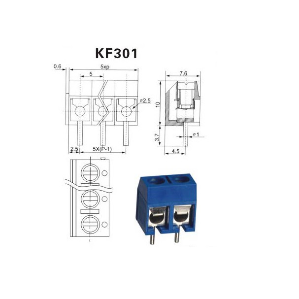 Domino 2P 3P 2 / 3 Chân KF301-2P KF301-3P 5.08mm - 300V/16A