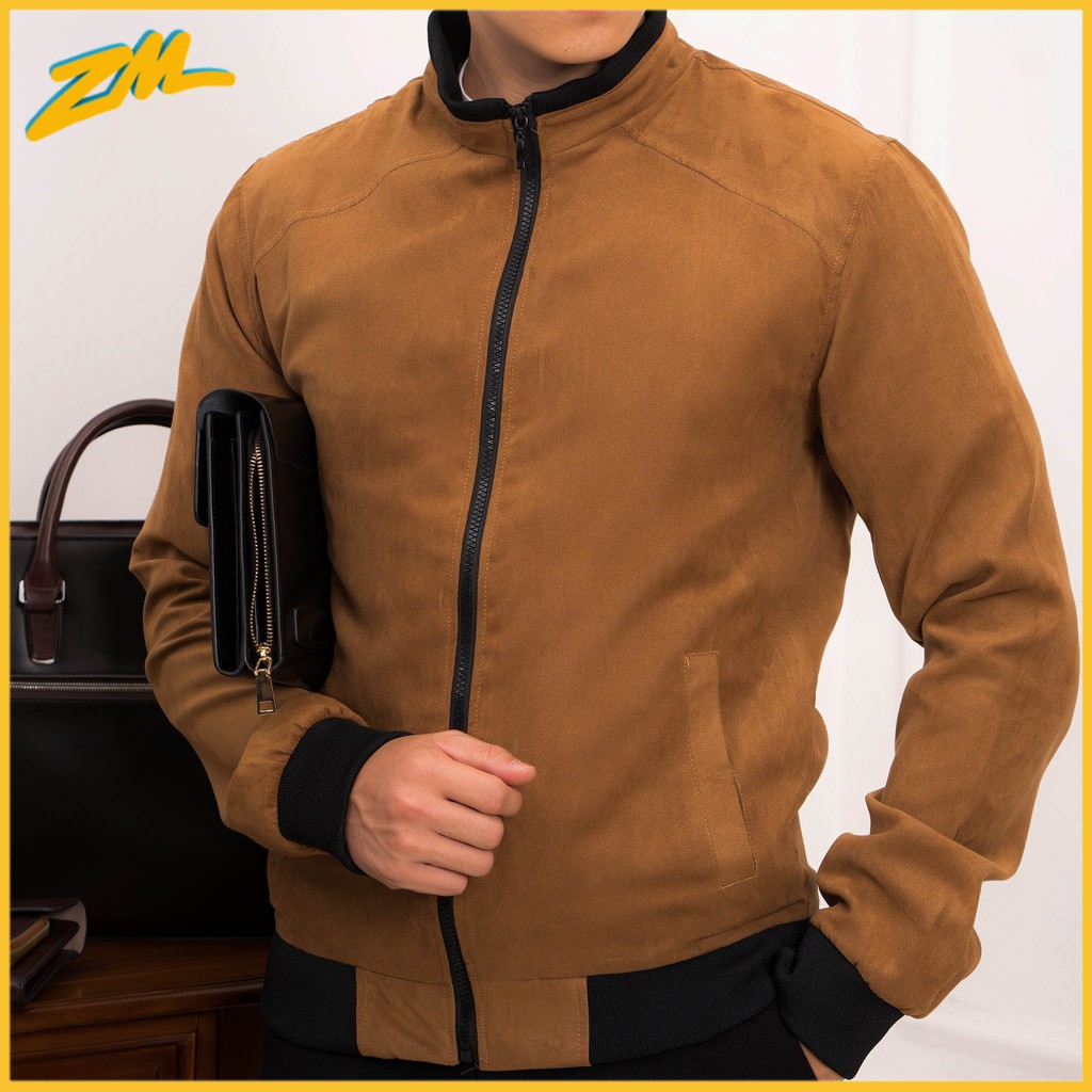 Áo khoác nam da lộn ZM tay thun bomber ,áo khoác da lộn cao cấp 4 màu giữ nhiệt