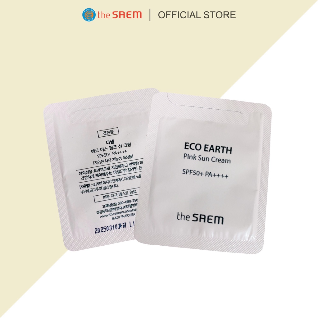 [Minisize 1.5ml] Kem Chống Nắng Ngăn Ngừa Tia UVA và UVB The Saem Eco Earth Pink Sun Cream_1.5ml