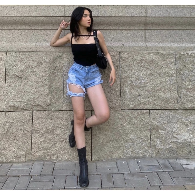 Short rách cá tính lowhigh jeans