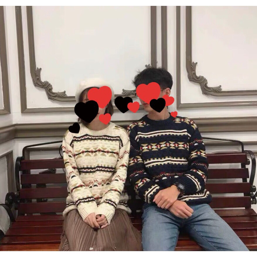 [Ảnh Thật] Áo Len Đôi Kẻ Diềm áo len couple | BigBuy360 - bigbuy360.vn