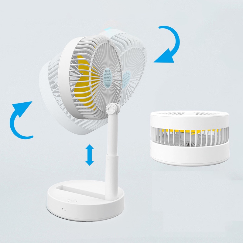 Quạt Tích Điện Gấp Gọn Q17, Quạt Mini Để Bàn - 3 Tốc Độ Gió Siêu Mát, Tùy Chỉnh Độ Cao, Nhỏ Gọn, Không Tiếng Ồn