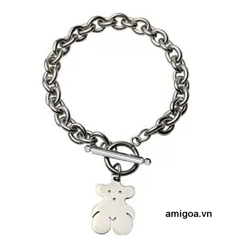 ✨✨Vòng Tay Thép Titan Không Phai Thiết Kế Hình Gấu Phong Cách Hip Hop Cá Tính