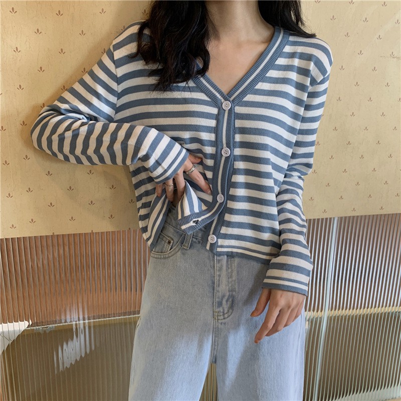 Áo Khoác Cardigan Dài Tay Dáng Rộng Với Thiết Kế Cổ Chữ V Xinh Xắn Dành Cho Nữ
