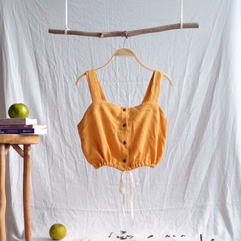 Áo croptop vải bông cotton hàng thiết kế phong cách retro