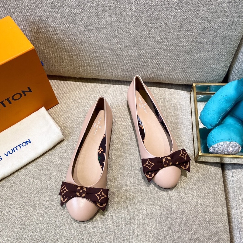 Giày búo bê nữ mẫu mới 2021 siêu xinh thương hiệu Louis Vuitton LV cao cấp da thật