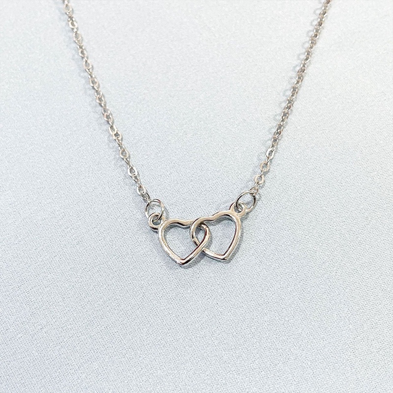 Vòng cổ Tình Bạn Mặt Trái Tim Đôi Đính Đá Zircon Lấp Lánh Thời Trang