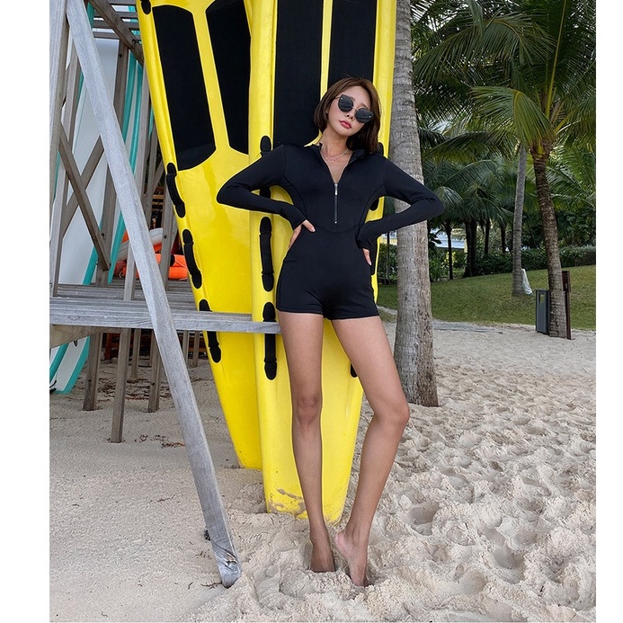 Bikini nữ tay dài, liền thân trơn cá tính